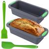 Eulihent Set di 2 Stampo Plumcake Silicone Stampo Pane in Cassetta Teglia Plumcake Antiaderente Stampi per Pane Rettangolare con 1 Pennello Cucina e 1 Spatole in Silicone per Torte (28 x 12,5 x 6 cm)