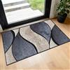 WQMMD Tappeto lavabile in lavatrice, 60 x 90 cm, piccolo, antiscivolo, a pelo corto, grigio scuro, nero e beige, moderno motivo geometrico a onde per ingresso, camera da letto e cucina, zerbino morbido a