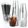 Lekeeu 50 Pezzi Bicchieri di Plastica Trasparenti con Coperchio 400ml Bicchiere da Caffè in Plastica Riutilizzabile Bicchieri Extra Resistenti per Freddo Frappè Bevande Festa Catering