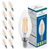 Bratek 10 Lampadine Led E14 Luce Calda Vintage a Candela 3000k 6W 660 Lumen - Lampadina Vintage Attacco Piccolo e14 a Filamento Led Trasparente Equivalente 75W a Incandescenza o 60w Alogena