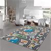 Teppich-Traum Tappeto Gioco per Bambini Paesaggio Urbano - ruota panoramica Montagne - grigio 80 x 150 cm