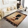 Loussiesd Tappeto per Bambini della Fattoria Animale Selvatico - Soggiorno, Camera da Letto Retrò - Orso Famiglia Marrone con Zampe - Decor Tappetino Accento 100 x 150 cm