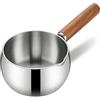 Demlaka Casseruola per latte, 500 ml, in acciaio inox, con manico in legno, piccola casseruola, scalda burro, barattolo per latte, adatto per fornelli a induzione, mini pentola per latte e scalda