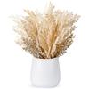 Oairse Pampas artificiale con vaso incluso, bouquet di fiori artificiali, soffici piume finte di flora per la casa, decorazioni boho per tavoli da matrimonio, pampas essiccata beige