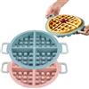 Wisnewth Set di 2 stampi per waffle in silicone, rotondi da 17 cm, antiaderenti, facili da sformare e pulire, resistenti al calore per forno e microonde con manici (rosa e blu)