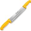 ADCSHOP Coltello per Formaggio, Taglia Formaggio a Doppio Manico, 50,8 cm | Lama dritta alveolata da 22,2 cm in acciaio inox 3Cr13MoV e due manici gialli per tagliare formaggi grandi e duri.