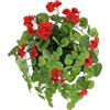 Flair Flower Pianta artificiale Geranio in scatola, 38 cm, pianta da balcone, pianta da balcone, cespuglio, fiore decorativo, geranio, ghirlanda da appendere, pianta artificiale rampicante, fiore di seta