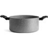 H&H Tegame Sigma 24 cm - Corpo in Alluminio Stampato, Rivestimento Antiaderente Ceramico a Nido d'Ape, Fondo Compatibile Tutti i Piani Cottura, Manici Ergonomici, Effetto Stone
