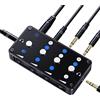 Cooidea Mini Mixer Audio a 3 Canali, Sub-Mixer di Linea Stereo/Mono, Zero Latenza & Basso Rumore (Panning L/C/R, USB) con Cavo 3.5mm e Adattatore 6.35mm per PC, Gaming, Podcast 【NO Microfono】