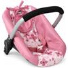 Bayer Chic 2000 Seggiolino auto per bambole con adattatore per passeggino, porta bambole, accessori per bambole, fiori rosa