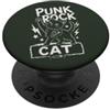 Punk Rock Cat Attitude Punk Rock Gatto Nero Gatto Ribelle Kitty Felino Umorismo PopSockets PopGrip Adesivo