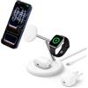 Belkin UltraCharge Caricatore USB Wireless 3 in 1 Qi2.2 25W, Stazione di Ricarica USB-C Magnetica con MagSafe per iPhone 17, Apple Watch, Pixelsnap, Galaxy S26 Ultra (con Adattatore da 45W), Bianco