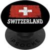 Swiss Heritage Flag Apparel Designs Bandiera della Svizzera invecchiata Vintage Svizzera PopSockets PopGrip Adesivo