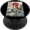 Catzilla Monster Great Wave Japanese Sty Ukiyo-e Grande Onda Ruggente Gatto Arte Giapponese Vintage Felino PopSockets PopGrip Adesivo