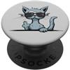 Skizzenmonster Casual scontroso sarcastico dito medio gatto PopSockets PopGrip Adesivo