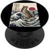 Kaiju Cat Great Wave Japanese Art Feline Gatto gigante ruggente tra le grandi onde giapponesi PopSockets PopGrip Adesivo