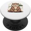 Groundhogs Lover Gifts Marmot Munching Grass Groundhog Cute Wildlife PopSockets PopGrip Adesivo