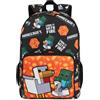 Get Trend Minecraft Zaino Scuola Ragazzo Zip, Borsa Zaino Scomparti Spallacci Imbottiti Regolabili Pannello Dorsale Scuola e Gite (Nero/Arancione Minecraft)