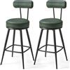VASAGLE EKHO Collezione - Sgabelli Cucina Girevoli a 360° Set da 2, Sgabelli da Bar con Schienali, Rivestimento con Cucitura, Moderno di Metà Secolo, Altezza 65 cm, Verde Foresta LBC089C01