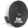 SDLDEER Nastro di Tenuta in Gomma Espansa Autoadesivo, Nastro di Tenuta in Schiuma per Finestre e Porte, Guarnizione Anti-Collisione, Insonorizzazione (12mm(L) x3mm(S) x5m(P))