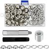 Frevoitna Occhielli per Teloni, 100 Pezzi Occhielli Metallici 12 mm Occhiellatrice per Teloni, Grommet con 3 pezzi Strumenti, Occhiello Strumento Kit per Abbigliamento, Borse, Tela, Tende, Scarpe