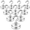 Neosmuk Ganci magnetici, resistenti magneti di terra con gancio per frigorifero, gancio da crociera extra forte per appendere, gancio magnetico per tenda, griglia (confezione da 10)