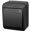 asvendo Hermes Electro Serie moderna sporgente/interruttore/doppio interruttore/presa multipla/protezione IP44 / esterno/nero (pulsante campanello)
