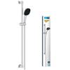 GROHE Vitalio Comfort 110 Set Saliscendi Doccia (2 getti Rain e Jet, asta 600 mm, flessibile 1,75 m, SpeedClean anticalcare), Cromo, 26931001
