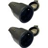 ZOREI 2 Pezzi, Spina Schuko Volante In Gomma, Presa Schuko Volante In Gomma, Impermeabile IP44, 16A 250V Max 3500W (2 pcs Presa IP44), Nero
