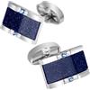 Aotiwe Kit di gemelli per lo sposo con pietra arenaria blu rettangolare per il padre della sposa, Misura unica, Rame, Zirconia cubica