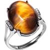 Jewboo Anelli in argento Sterling 925 per donne e uomini genuini occhio di tigre anello ansia aperto regolabile gioielli unisex (7-10 #)