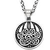 BAVIPOWER Collana con ciondolo a forma di zampa di orso con nodo celtico, in acciaio inox, stile scandinavo, Metallo, N
