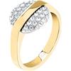 Trussardi Anello Donna in Acciaio, Cristalli, Tondo, Collezione T-ROUND, Regalo Anniversario