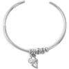 Kiddo Sky Regali per la Mamma, Bracciale Bangle Aperto Personalizzato in Acciaio Inossidabile con Nome del Bambino/Pietra Portafortuna/Ciondolo A Forma di Cuore per Mamma Donna (Argento, Cuore)