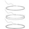 JeweBella 3 Pezzi Bracciale Argento Donna Regolabile Impilabile Set Bracciali Donna Beaded Paperclip Cuban Serpente Catena Chiusura in Argento 925 Gioielli Donna Impermeabili