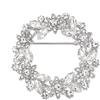 EVER FAITH Fiore corona spilla strass cristallo pin vintage ghirlande cavo per donna viola tono argento, Cristallo