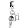 MiniJewelry Ciondolo con pietre scintillanti e microfono, compatibile con braccialetti Pandora, regalo di compleanno per donne, figlia, sorella, nipote, nipote, Misura unica, Metallo, Nessuna pietra preziosa