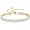 FANCIME Bracciale tennis da donna placcato oro 14 carati, con pietra natale, in argento Sterling 925, regolabile, brillante, gioielli regalo per donne, fidanzate, mogli, madri, 20 cm, Argento sterling