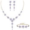 Ever Faith Set di gioielli da sposa per la sposa e damigella, con strass e cristalli, fiore, collana pendente, orecchini e braccialetto per donna, tonalità argento chiaro, Medio, cristallo, Nessuna