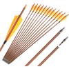 ACCMOS 12pz Frecce per Tiro con L'Arco ID 6,2 mm Spine 350 400 450 500 600 700 800 Simil Legno Freccia in Puro-Carbon 5 Piuma di Tacchino Freccia da Cacci (Spine 700, 31inch)