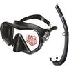 SEAC Set Bis Pura, Maschera Monolente Antifog Anti Appannamento con Fibbia 3D e boccaglio Turtle pieghevole in silicone Ipoallergenico Set per Immersioni e Snorkeling