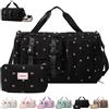 AUNGKWANG Borsone da Viaggio da Donna, Fragola Borsa Sportiva Donna in Velluto a Coste, con Scomparto per Scarpe, Scomparto Umido and Portafoglio Piccolo, per Notte Weekender, 46x24x26 cm