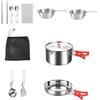 Generisch Set di pentole da campeggio, in acciaio e da cucina, set da campeggio con borsa per il trasporto, per esterni, giardino, picnic, escursionismo, pesca, viaggi