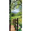 A.Monamour Adesivo Porta Autoadesiva Campo Rurale Alberi Verdi Paesaggio Di Montagna Vinile PVC Adesivi per Porte Interne 3D Pellicola Adesiva Poster Sticker Murale Parete Carta da Parati