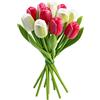 MomoMoments Bouquet in legno rosa/bianco, 11 tulipani, 34 cm di altezza, dipinto a mano, bouquet, fiori in legno, festa della mamma, regalo da donna, prodotto in Olanda