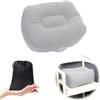 Yzalen Cuscino gonfiabile, portatile, rialzato, con borsa portaoggetti, cuscino gonfiabile da viaggio, piccolo per auto, viaggi, campeggio, escursionismo (premere per gonfiare, grigio)