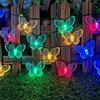 EONANT Luci solari a forma di farfalla, impermeabile 20 piedi 30 LED luci da giardino a farfalla in cristallo 8 modalità cortile prato Decorazione natalizia per matrimoni (Multicolore)