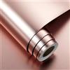 FunStick Carta da Parati Cucina Effetto Acciaio Inox Rosa Oro Carta Adesiva per Mobili Lavabile Pannello Paraschizzi Cucina Adesivo da Parete Pellicola Adesiva per Mobili Armadio Tavolo 40CM×2M