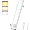 Lureshine Luci notturne LED Sottopensile Cucina, 76 LEDs Luce Armadio LED con Sensore di Movimento, 3 Temperature di Colori Dimmerabile, USB Ricaricabile Lampada Guardaroba per Cucina, Corridoio