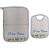 MyVorrei Set Asciugamano+Bavaglio in Spugna Cotone 100% per Asilo | Asciugamano cm 35x52 Bavaglio cm 26x35 | Personalizzabile con Nome